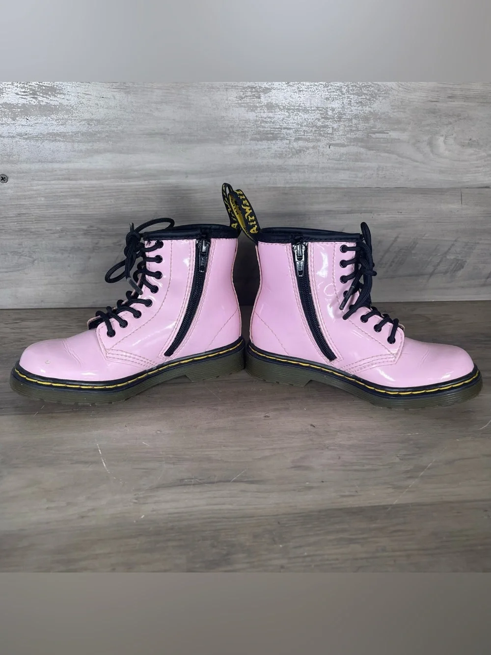 Doc DrMartens Toddler Girls 9 Pale Pink Combat Side Zip High Top Lace Up Boots
